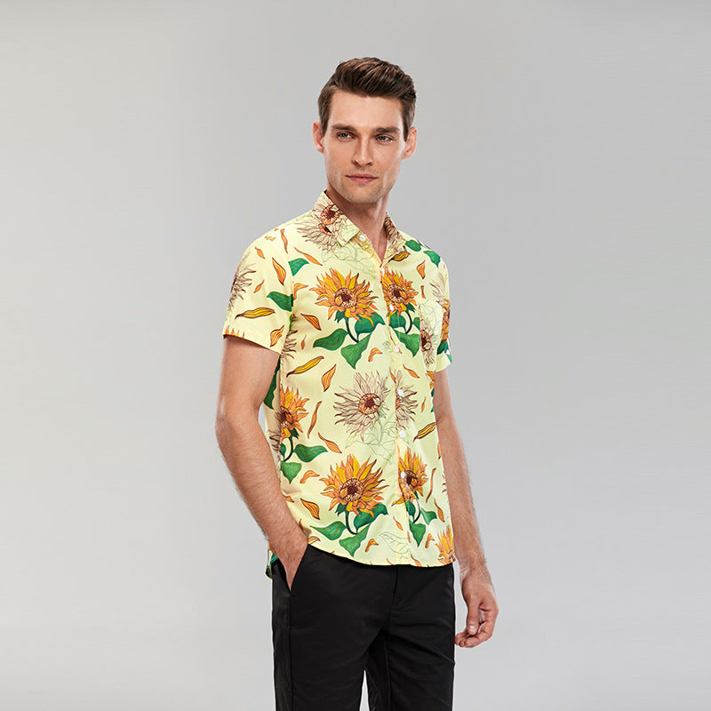 Men's Hawaiian Style Printed Short-Sleeved Shirt Vacation Shirt