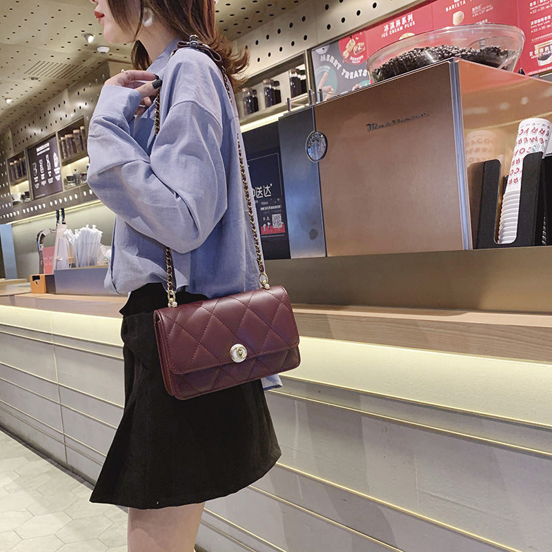 Women's Diamond Embroidery Thread Bag Chic Chain Small Crossbody Bag