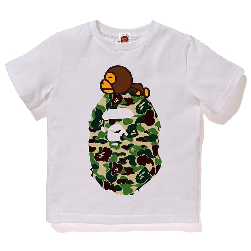 A Ape Print for Kids T Shirt T-shirt Camouflage Shark Short Sleeve