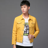 Yellow Denim Jacket Men Jean Coat Men's Youth Men's Spring Men's Slim Jacket Raccoon Clothes plus Size Retro Sports