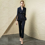 Women Pants Suit Uniform Designs Formal Style Office Lady Bussiness Attire Spring Flare Sleeve Suit Casual Fashion Tailored Suit