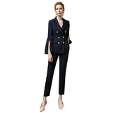 Women Pants Suit Uniform Designs Formal Style Office Lady Bussiness Attire Spring Flare Sleeve Suit Casual Fashion Tailored Suit
