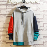 Men's Spring and Autumn Large Size Retro Sports Men's Pullover Loose Hooded Stitching Contrast Color Casual Sweatshirt Coat Men Spring Hoodie