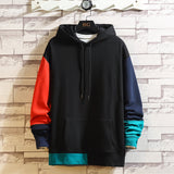 Men's Spring and Autumn Large Size Retro Sports Men's Pullover Loose Hooded Stitching Contrast Color Casual Sweatshirt Coat Men Spring Hoodie
