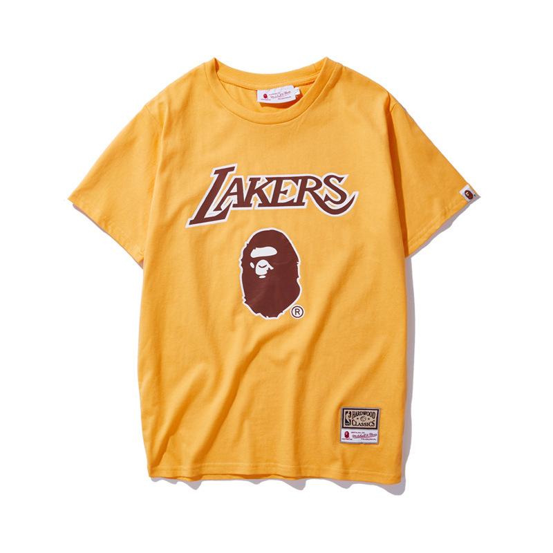 A Ape Print T Shirt Basketball Joint Sports Short Sleeve Cotton Casual T-shirt Summer Crew Neck Short T-shirt