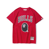 A Ape Print T Shirt Basketball Joint Sports Short Sleeve Cotton Casual T-shirt Summer Crew Neck Short T-shirt