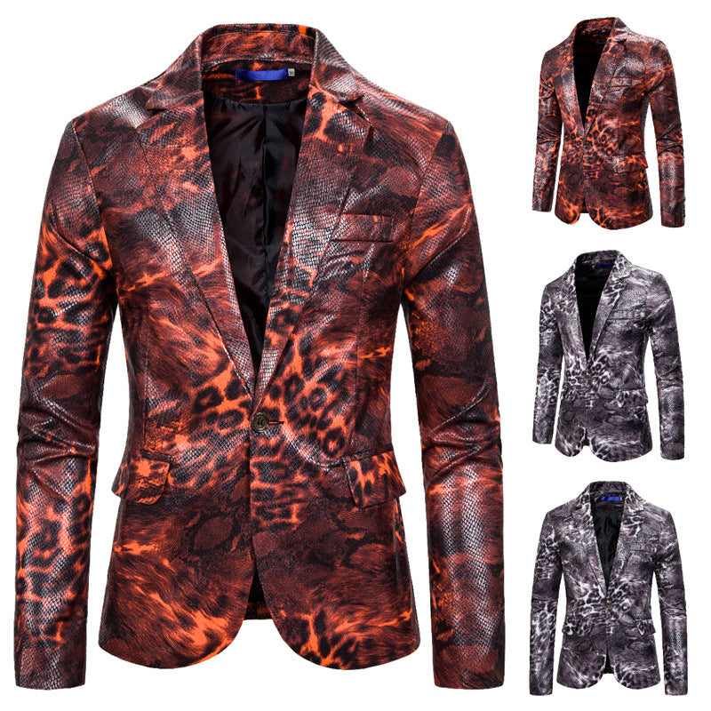 Men's Clothing One-Button Suit Men's Beast Pattern Printed Suit Casual Leopard Print Dress Fashion Costumes Trend Men Suits Jacket Men Blzer