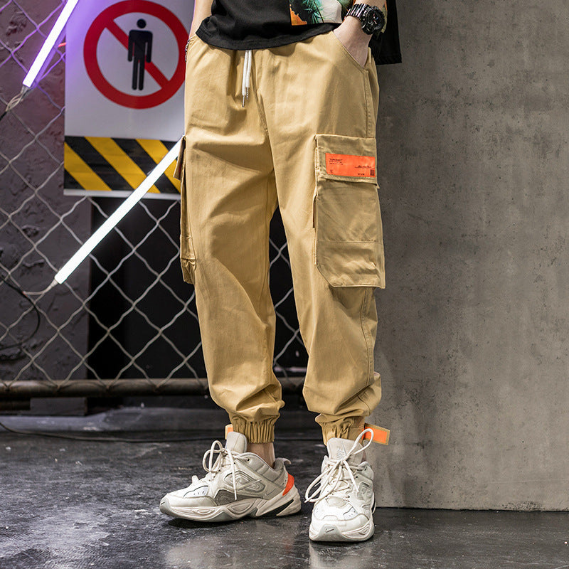 Men's Spring plus Size Sports Loose Men's Casual Pants Trousers Solid Color Men Cargo Pant