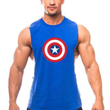 Captain America T Shirt Shield Gym Tank Top Bodybuilding Fitness Sports Vest