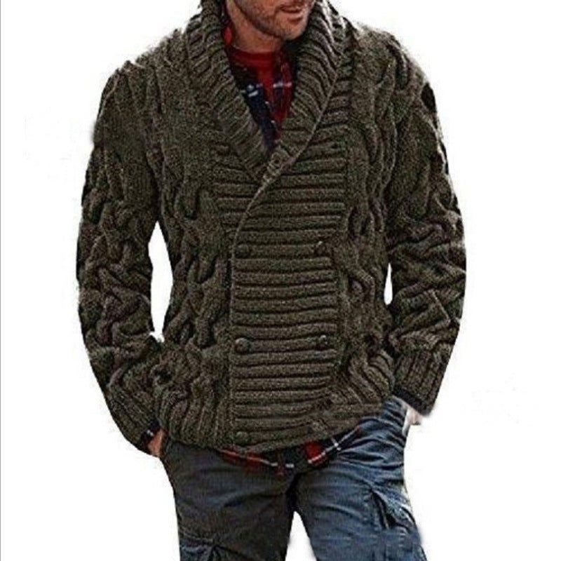 mens chunky knit Men Sweats European and American Men's Knitted Cardigan Sweater