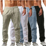 Linen Pants Straight Leg Pants Men's Casual Hip Hop Breathable Casual Sports Trousers