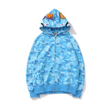 A Ape Print Hoodie Blue Jellyfish Ghost Fire Camouflage Shark Sweater Hooded Coat Casual Fashion Brand Zip Hoodie