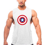 Captain America T Shirt Shield Gym Tank Top Bodybuilding Fitness Sports Vest