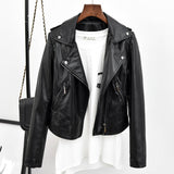 Hot Pink Motorcycle Jacket Women's Leather Coat Short Spring and Autumn Lapel PU Leather Washed Leather Jacket