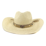 Wester Hats Western Straw Cowboy Hat Men's and Women's Outdoor Seaside Beach Hat Sun Protection Sun Hat