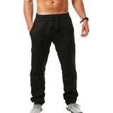 Linen Pants Straight Leg Pants Men's Casual Hip Hop Breathable Casual Sports Trousers
