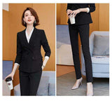 Women Pants Suit Uniform Designs Formal Style Office Lady Bussiness Attire Spring and Autumn Style In Pink Fashion Business Tailored Suit Formal Clothes
