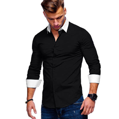 Men's Slim-Fit Long-Sleeved Shirt Large Size Retro Long Fashion Casual Shirt Men Shirt