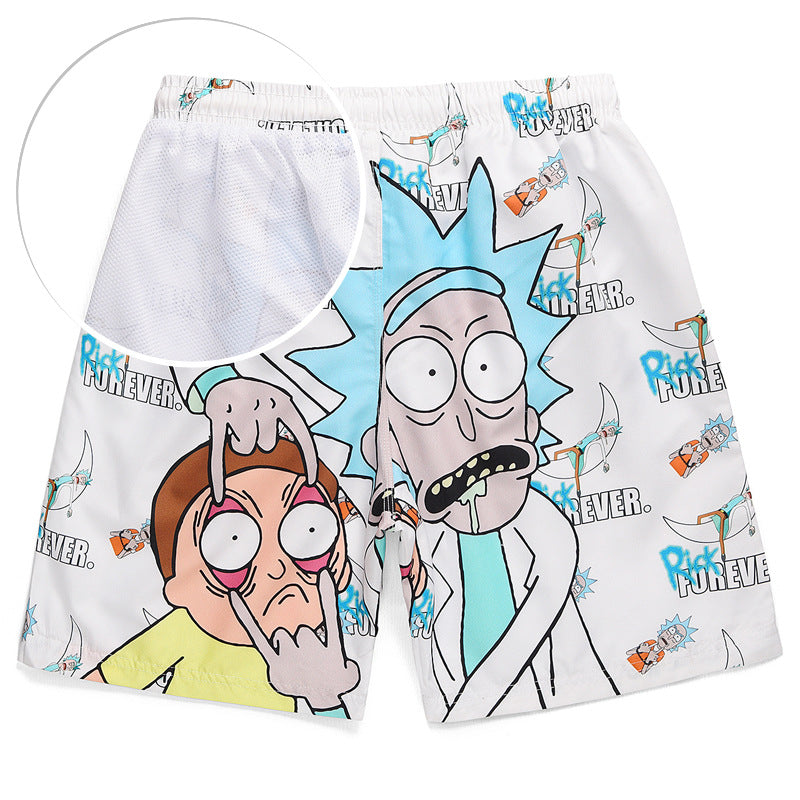 Rick and Morty Shorts Cartoon Printed Loose Double-Layer Shorts