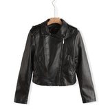 Hot Pink Motorcycle Jacket Women's Leather Coat Short Spring and Autumn Lapel PU Leather Washed Leather Jacket