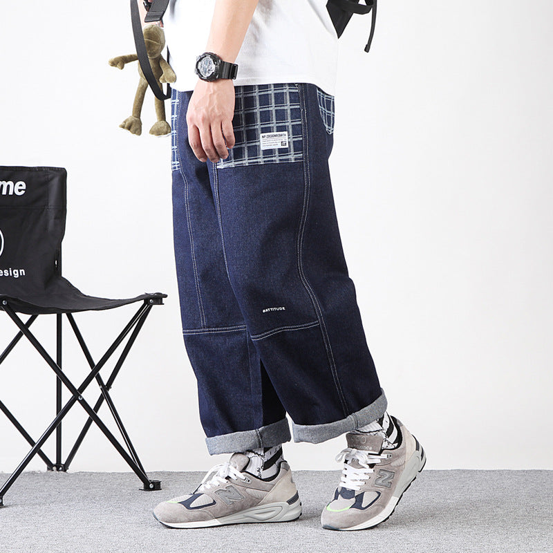 Patchwork Jeans Men's plus Size Retro Sports Trousers Loose Men's Clothing Men Jeans