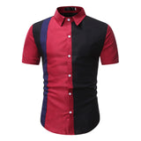 Men's Short Sleeve Stitching Youth Fashion Trends Casual plus Size Retro Sports Men Shirt