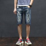 Mens Jean Shorts Summer Denim Shorts Men's Fifth Pants Slim Fit Elastic Straight Bermuda Shorts Men