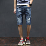 Mens Jean Shorts Summer Denim Shorts Men's Fifth Pants Slim Fit Elastic Straight Bermuda Shorts Men