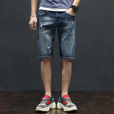 Mens Jean Shorts Summer Denim Shorts Men's Fifth Pants Slim Fit Elastic Straight Bermuda Shorts Men
