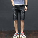 Mens Jean Shorts Summer Denim Shorts Men's Fifth Pants Slim Fit Elastic Straight Bermuda Shorts Men