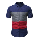Summer Men's Short Sleeve Stitching plus Size Retro Sports Youth Fashion Trends Casual Men Shirt