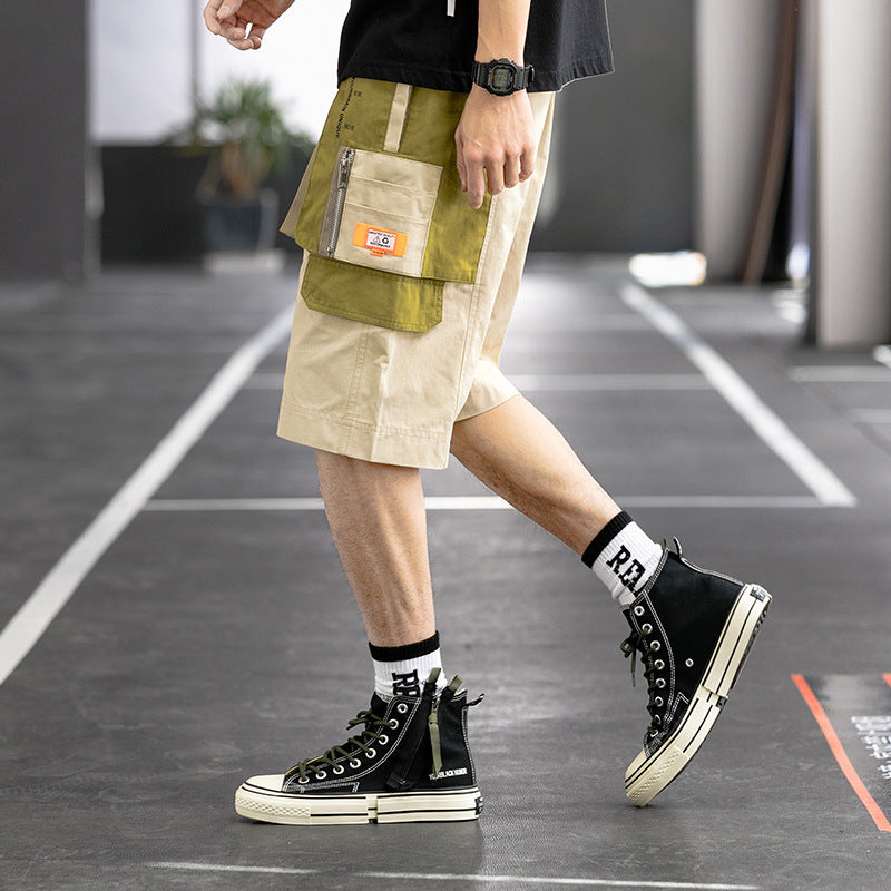 Men's Summer Shorts Men's Large Size Retro Sports Casual Loose Color Matching Fifth Pants Men Cargo Pant