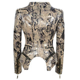 Punk Leather Jacket with Spikes Jacket Jacket Rivet Slim Waist Tight Washed Leather Motorcycle Leather Coat