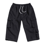 Men's Capris Pants below the Knee Shorts Summer Vintage Men's Pants Casual Loose Oversized Cargo Pants