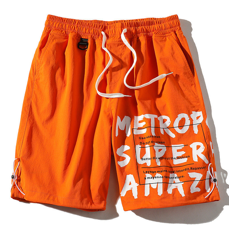 Men's Summer plus Size Retro Sports Casual Shorts Casual Men's Loose Letter Shorts Men's Summer Trousers