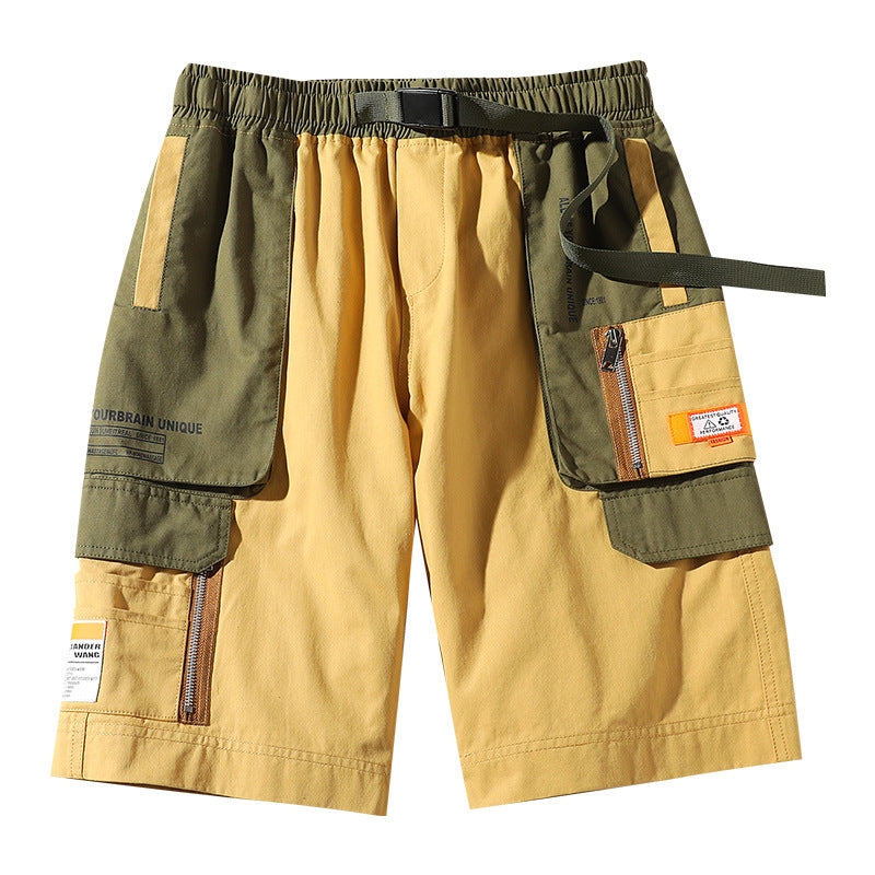 Men's Summer plus Size Retro Sports Beach Pants Shorts Men's Casual Loose Color Matching Fifth Pants Men's Summer Trousers