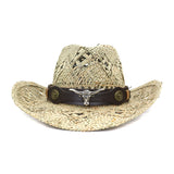 Wester Hats Grass Hand-Knitted Western Cowboy Hat Straw Hat Sun Hat
