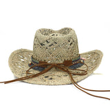 Wester Hats Grass Hand-Knitted Western Cowboy Hat Straw Hat Sun Hat