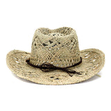 Wester Hats Hand-Woven Western Cowboy Hat Straw Hat Travel Sun-Proof Sun Hat
