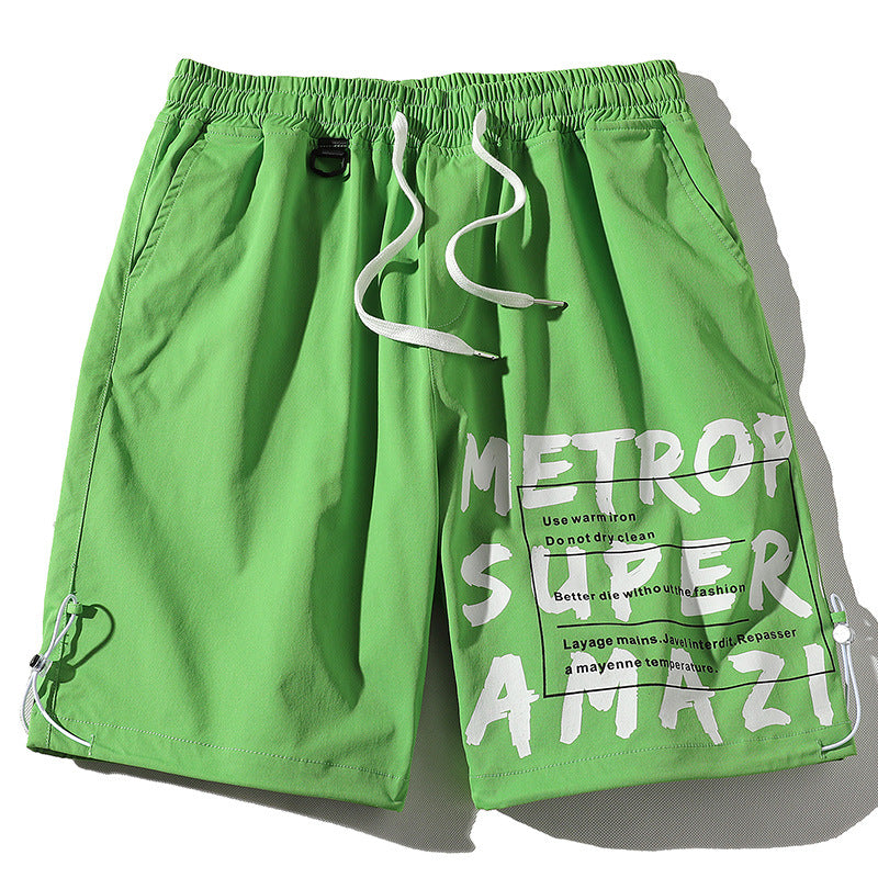 Men's Summer plus Size Retro Sports Casual Shorts Casual Men's Loose Letter Shorts Men's Summer Trousers