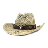Wester Hats Grass Hand-Knitted Western Cowboy Hat Straw Hat Sun Hat