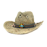 Wester Hats Grass Hand-Knitted Western Cowboy Hat Straw Hat Sun Hat
