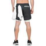 Jogging Shorts for Men Men's Athletic Shorts Double Layer Running Outdoors Fitness Training Marathon Quick-Drying Five Points