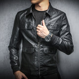 80's Leather Jacket Autumn Men's Leather Jacket Slim Fit Spring and Autumn Motorcycle Clothing Coat