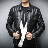 80's Leather Jacket Spring and Autumn Youth Handsome Autumn Motorcycle Clothing Men's Leather Jacket Coat