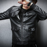 80's Leather Jacket Autumn Men's Leather Jacket Slim Fit Spring and Autumn Motorcycle Clothing Coat