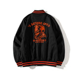 A Ape Print Jacket Spring and Autumn Embroidered Red Edge Jacket Baseball Uniform