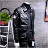 80's Leather Jacket Men's Leather Spring, Autumn and Winter Motorcycle Clothing Leather Jacket Coat Men's Clothing