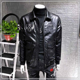 80's Leather Jacket Men's Leather Spring, Autumn and Winter Motorcycle Clothing Leather Jacket Coat Men's Clothing