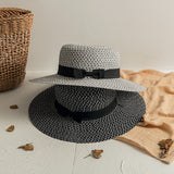 Italian Fedora Hats Men and Women Flat Top Casual Breathable Color Matching Beach Hat